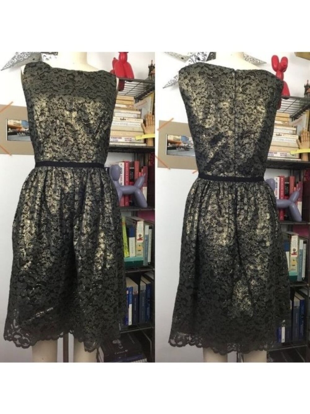 Shoshanna Guipure Lace Shimmer Cocktail Fit Flare